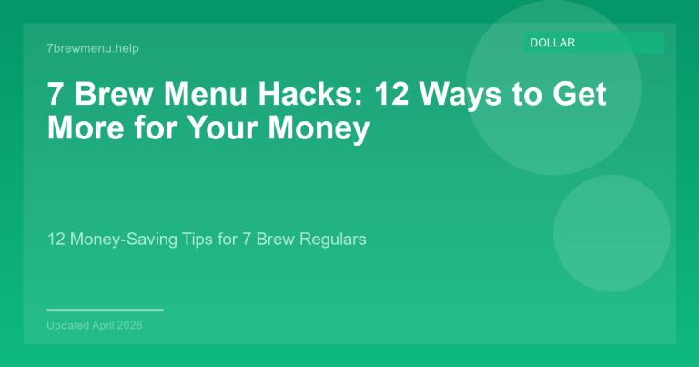7 Brew menu hacks infographic showing 12 ways to save money on coffee orders