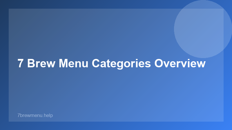 7 Brew Menu Categories Overview - 7 Brew