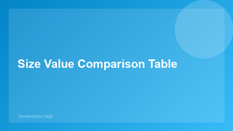 Size Value Comparison Table - 7 Brew